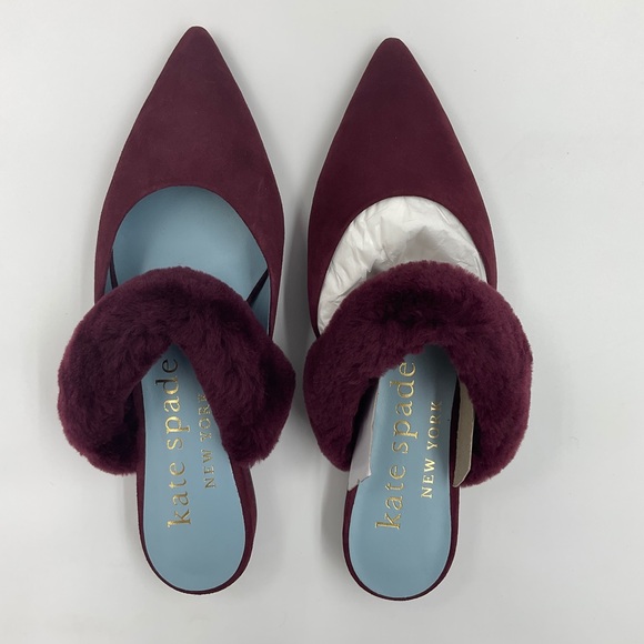 Kate Spade NWT Marielle Mules Suede NIB in Grenache Color Women’s Size 6B - Picture 12 of 16